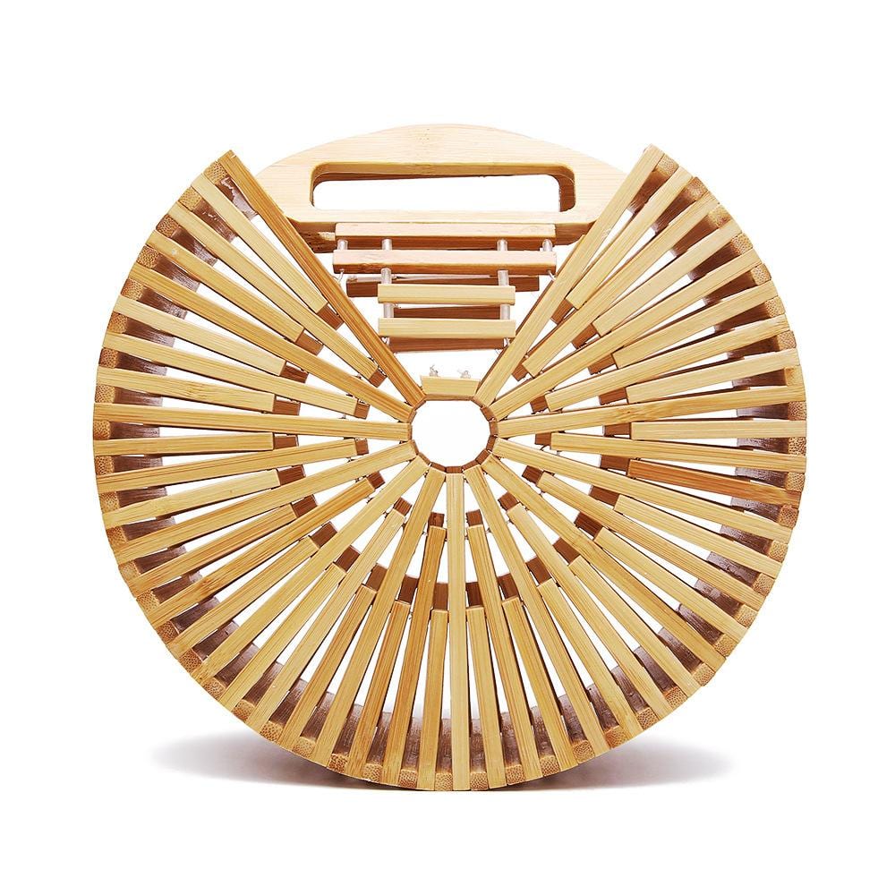 Circular Bamboo Bag - Fashion Designer Bamboo Handbag - Small Bamboo Bag