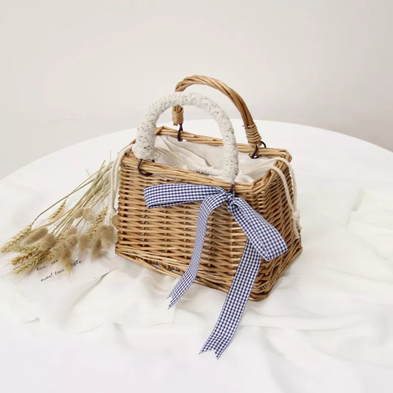 Blue ribbon handbag